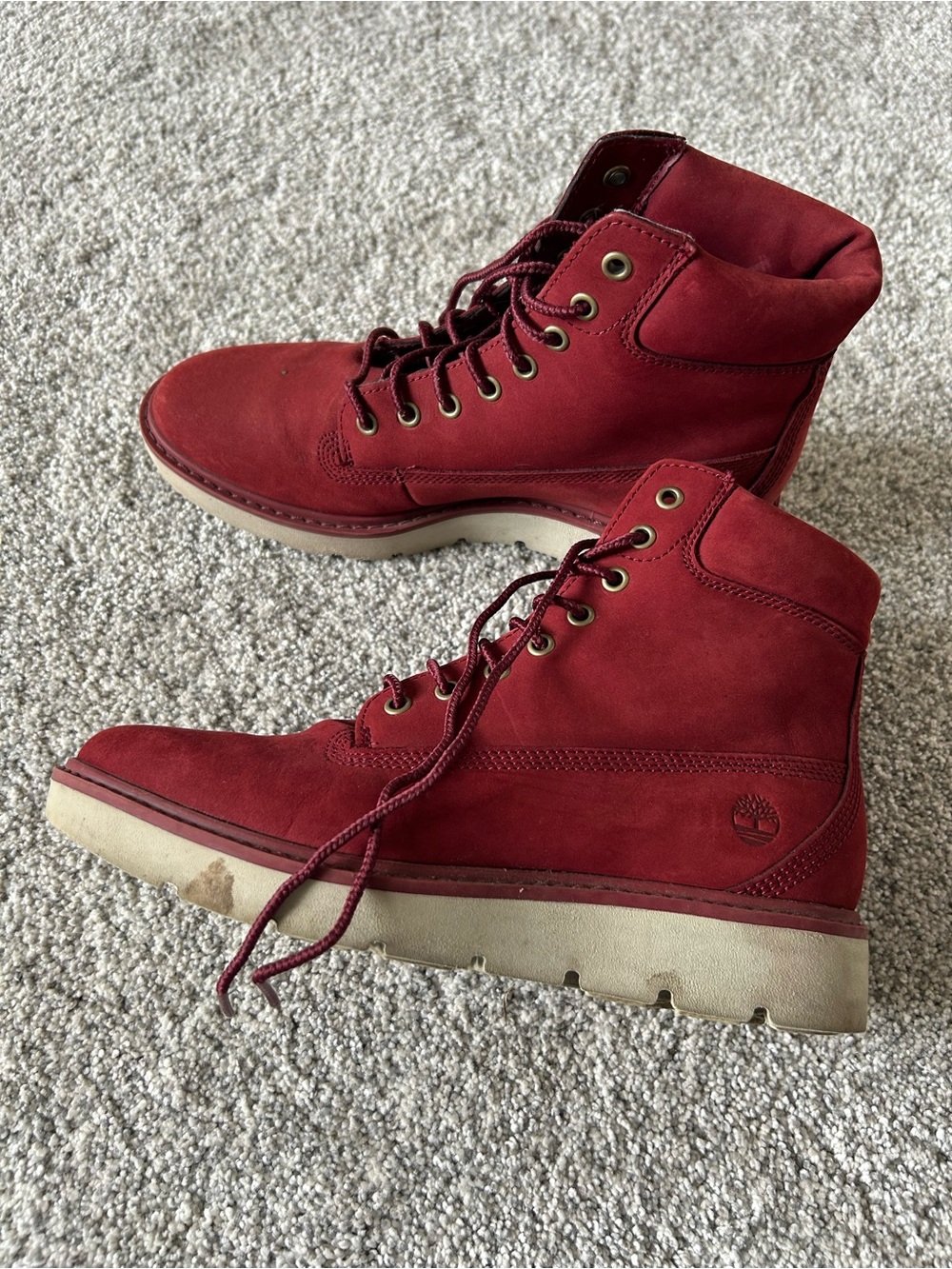 Timberland Red Nubuck Lace-Up Boots 7